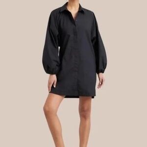 Modern Citizen Emma Open Back Shirt Dress Button Down Black Cotton Size Medium